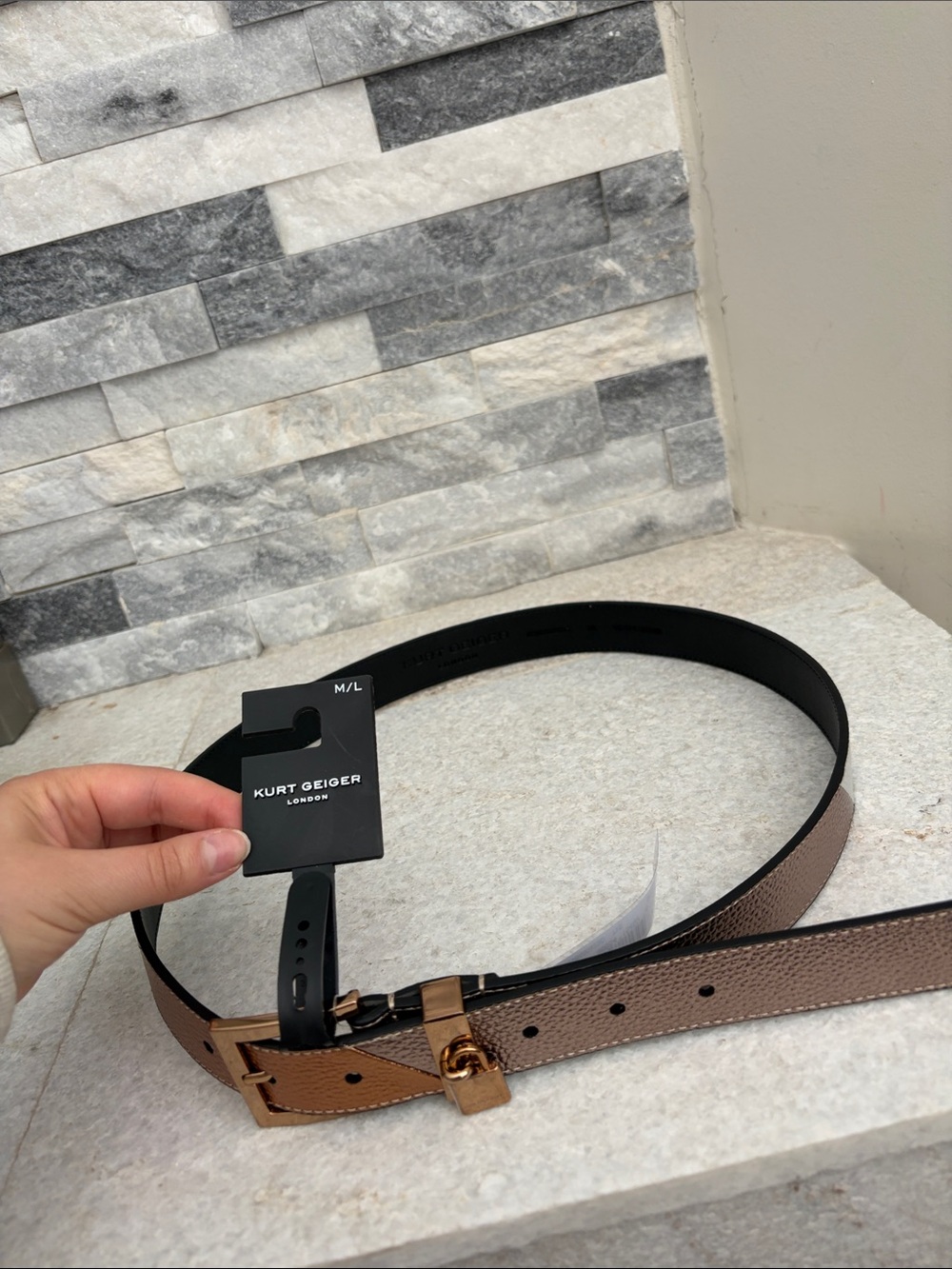 Kurt Geiger London Metallic leather belt brand new with tags size m/l